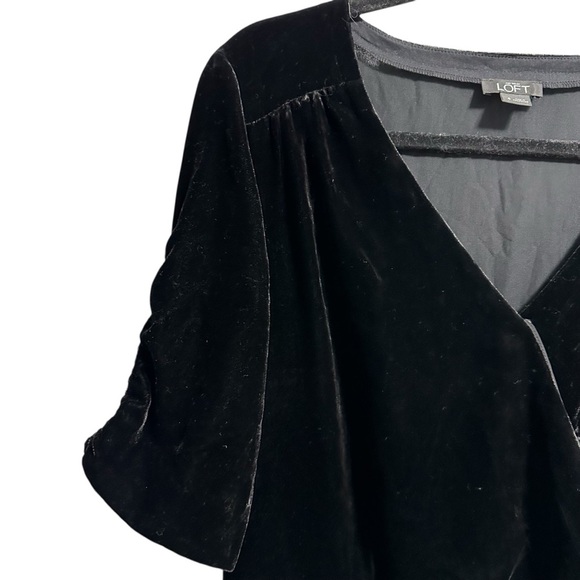 LOFT black velvet crossover neck v neck romper 4 - Picture 10 of 14